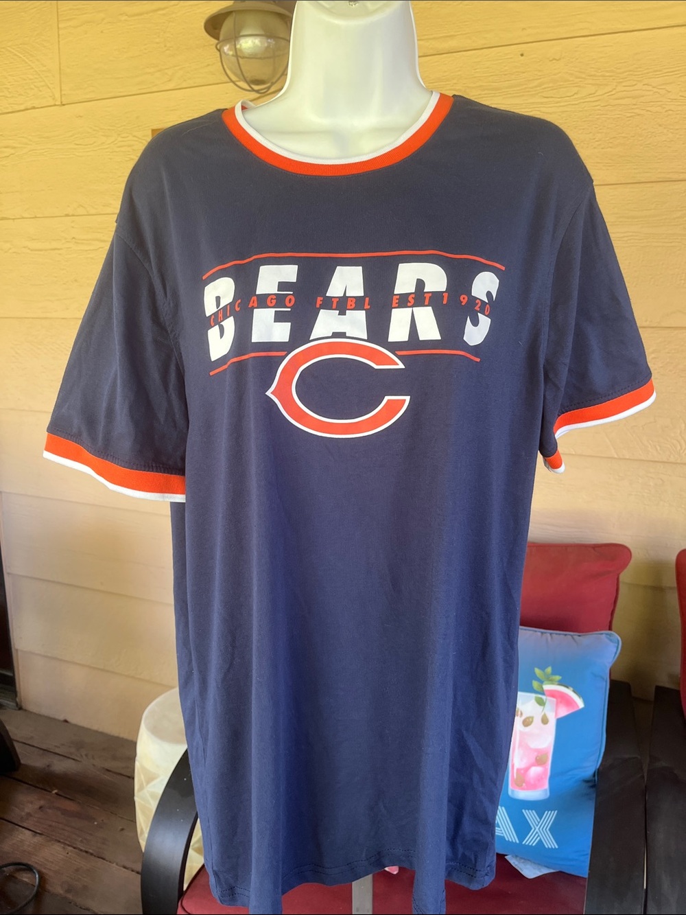 NFL EUC Chicago Bears Blue / Orange Short Sleeve Tee Sz L